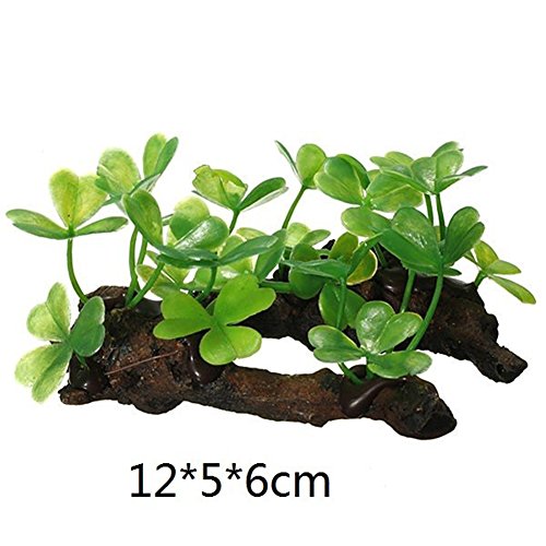 Vi.yo Plantas Artificiales de Lila Plantas de Agua de Hierba para la Planta del Ornamento del Acuario del Tanque de Pescado Plantas plásticas de la Madera a la Deriva Size 10 x 6 x 5cm (Verde 3)