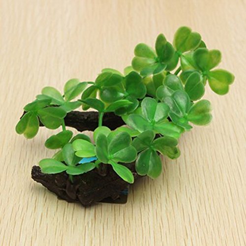 Vi.yo Plantas Artificiales de Lila Plantas de Agua de Hierba para la Planta del Ornamento del Acuario del Tanque de Pescado Plantas plásticas de la Madera a la Deriva Size 10 x 6 x 5cm (Verde 3)