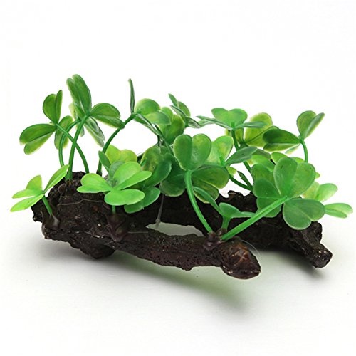 Vi.yo Plantas Artificiales de Lila Plantas de Agua de Hierba para la Planta del Ornamento del Acuario del Tanque de Pescado Plantas plásticas de la Madera a la Deriva Size 10 x 6 x 5cm (Verde 3)