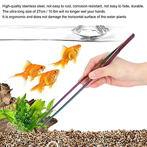 Voluxe Pinzas de acuario, pinzas de cuario plantadas para tanque de pescado pinzas largas para cocina para acuario (clip recto de 27 cm)