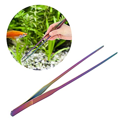 Voluxe Pinzas de acuario, pinzas de cuario plantadas para tanque de pescado pinzas largas para cocina para acuario (clip recto de 27 cm)
