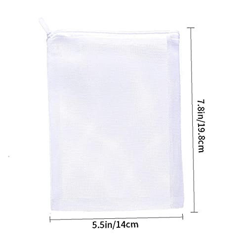 VusiElag Bolsas de Filtro de Acuario 5 Piezas Bolsas de Medios de Filtro de Malla Blanca con Cremallera para biosferas de Carbono Activado Anillos de cerámica Tanque de Pescado
