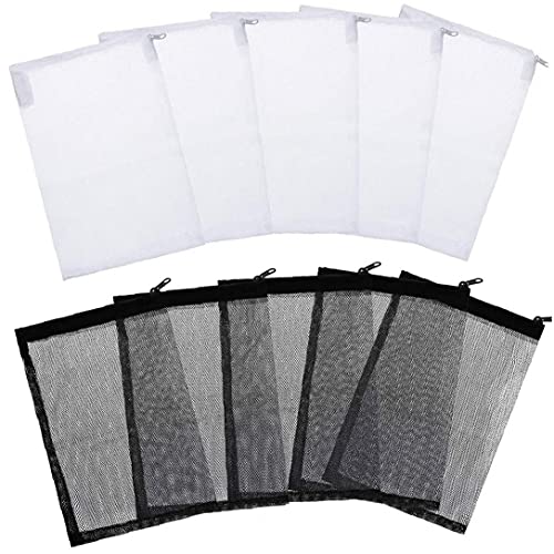 VusiElag Bolsas de Filtro de Acuario 5 Piezas Bolsas de Medios de Filtro de Malla Blanca con Cremallera para biosferas de Carbono Activado Anillos de cerámica Tanque de Pescado