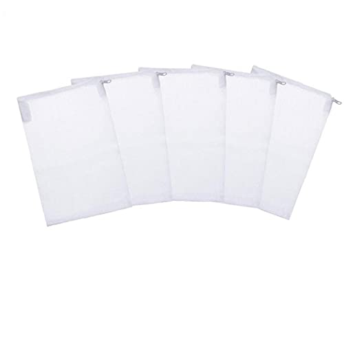 VusiElag Bolsas de Filtro de Acuario 5 Piezas Bolsas de Medios de Filtro de Malla Blanca con Cremallera para biosferas de Carbono Activado Anillos de cerámica Tanque de Pescado