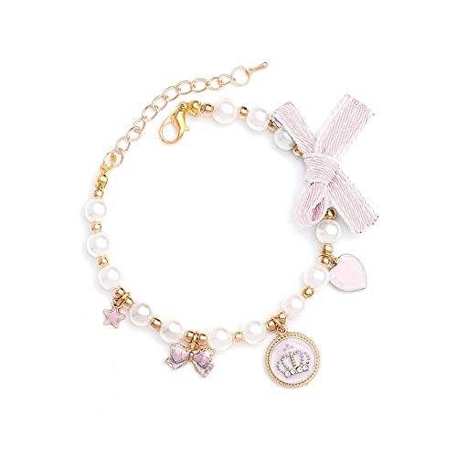 Walenbily - Collar para perros y gatos con corazón de piedras brillantes, corona para gatos y perros pequeños (rosa, S)