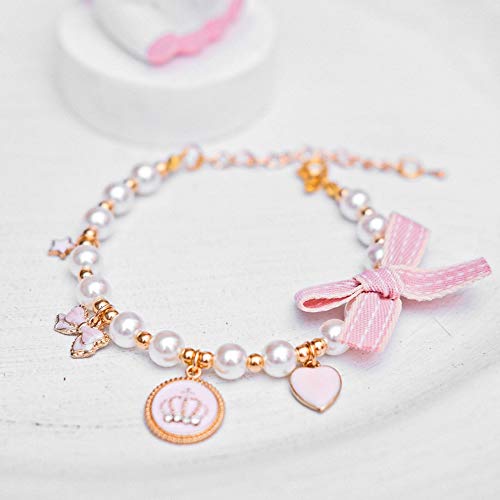 Walenbily - Collar para perros y gatos con corazón de piedras brillantes, corona para gatos y perros pequeños (rosa, S)