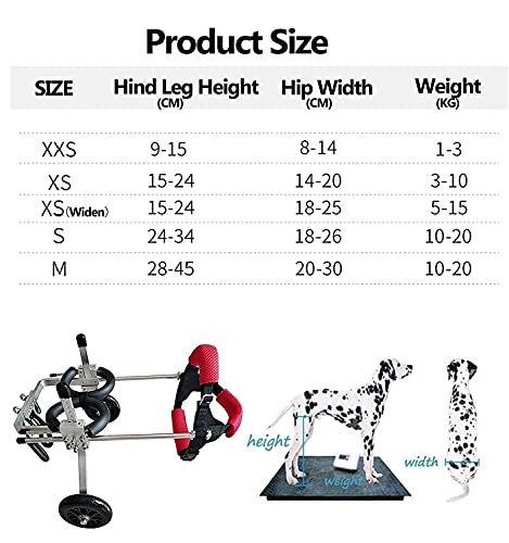 WANGPP Silla De Ruedas para Perros, Carrito Ajustable para Perros/Silla De Ruedas, Rehabilitación De Sillas De Ruedas para Perros Y Gatos para Perros Discapacitados - 2 Ruedas (Size : XS for 3-10kg)