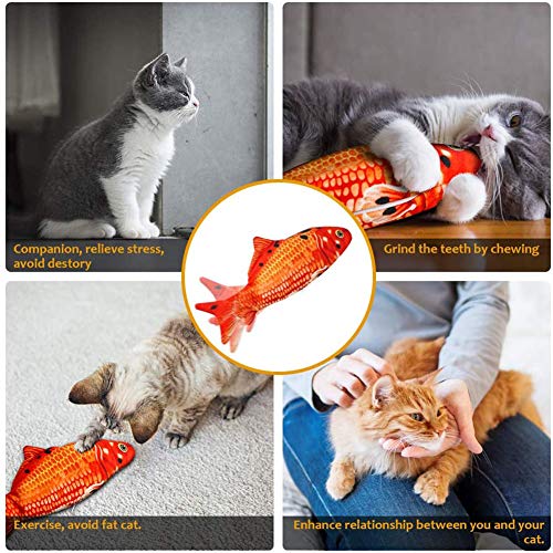 WarDoor Juguete para gatos con forma de pez, USB, juguete eléctrico para gatos, con hierba gatera, juguete interactivo para jugar, morder y masticar, color rojo