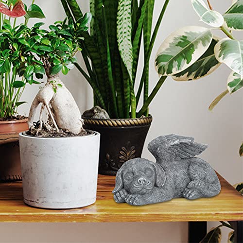 Wechoide Estatua de ángel para mascotas, decoración de jardín, 1/2 piezas súper lindo perro durmiendo/gato en ala de ángel, adorno conmemorativo para el hogar, patio, decoración de patio, cobre