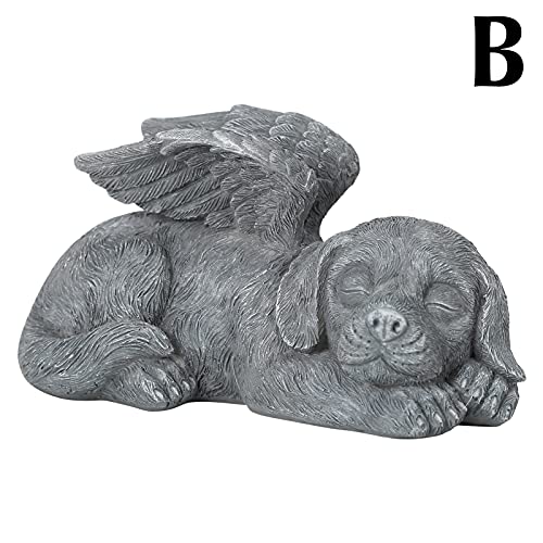 Wechoide Estatua de ángel para mascotas, decoración de jardín, 1/2 piezas súper lindo perro durmiendo/gato en ala de ángel, adorno conmemorativo para el hogar, patio, decoración de patio, cobre