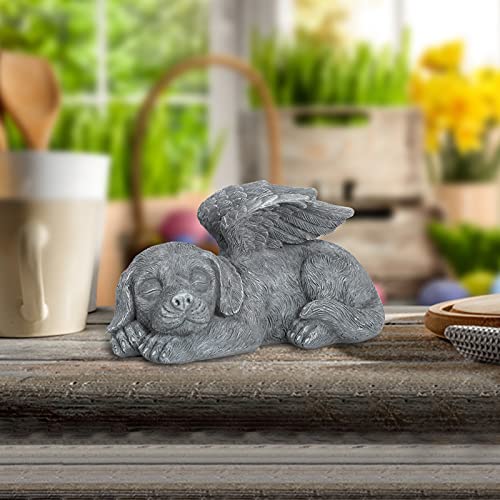 Wechoide Estatua de ángel para mascotas, decoración de jardín, 1/2 piezas súper lindo perro durmiendo/gato en ala de ángel, adorno conmemorativo para el hogar, patio, decoración de patio, cobre