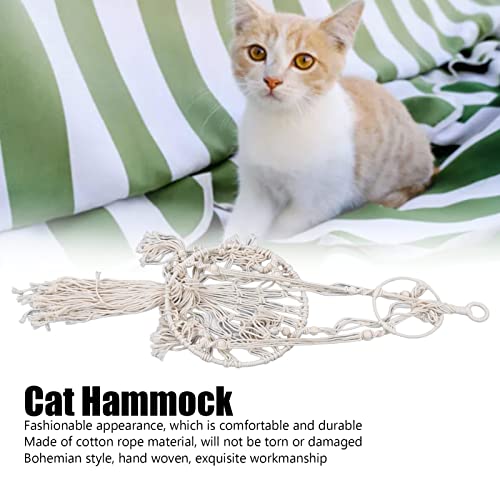 Weikeya Columpio Colgante para Gatos, Cama de Gato de Macramé Tejida a Mano Bohemia para Patio para el Hogar