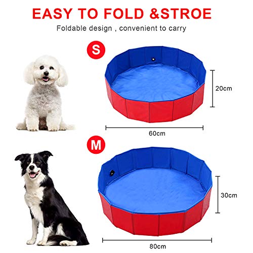 WELLXUNK Piscina para Mascotas,Bañera para Perros,Piscina para Mascotas Plegable,Antideslizante Piscina para Mascotas,para Perros y Gatos Pequeños Medianos y Grandes Interior o Exterior (80 * 30cm)