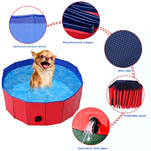 WELLXUNK Piscina para Mascotas,Bañera para Perros,Piscina para Mascotas Plegable,Antideslizante Piscina para Mascotas,para Perros y Gatos Pequeños Medianos y Grandes Interior o Exterior (80 * 30cm)