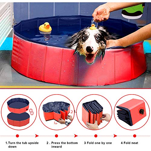 WELLXUNK Piscina para Mascotas,Bañera para Perros,Piscina para Mascotas Plegable,Antideslizante Piscina para Mascotas,para Perros y Gatos Pequeños Medianos y Grandes Interior o Exterior (80 * 30cm)