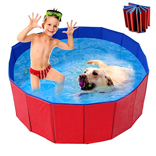 WELLXUNK Piscina para Mascotas,Bañera para Perros,Piscina para Mascotas Plegable,Antideslizante Piscina para Mascotas,para Perros y Gatos Pequeños Medianos y Grandes Interior o Exterior (80 * 30cm)
