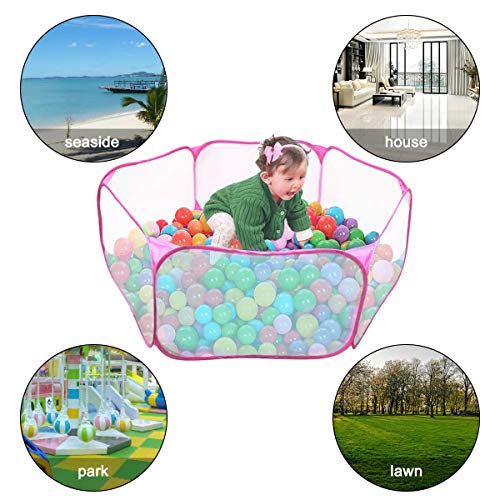 WEONE Jaulas para Animales Pequeños, Tienda de Jaula Plegable, Cerca Transparente Parque Infantil Pop-up Interiores y Exteriores para Conejillos de Indias Conejos Hámster Chinchillas Erizos (Rosa)