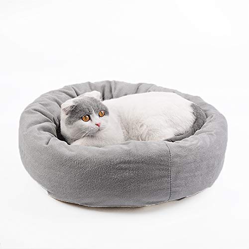 WEWE Felpa Donut Cama para Mascotas,Redondo Gato & Perro Cama De Cojín para Las Razas Pequeñas Cachorros Gatos Articulación-Alivio & Sueño Mejorado Lavable-Gris 40x40cm(16x16inch)