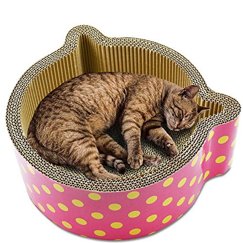 WFIZNB Papel Corrugado para Gato Orejas Redondo Gato rascador cartón Gato casa rascador casa Caliente casa Suministros para Mascotas