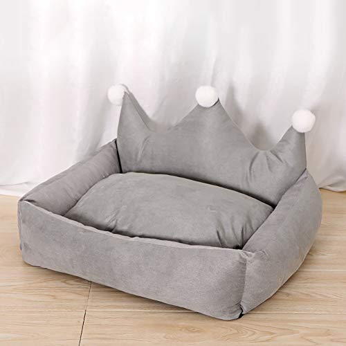 WFS Cama del Animal doméstico del Perro del Gato Doghole caseta de Perro Couch cajón Pequeña Mediana Felpa mullida Nido Sofá Cojín Lavable a máquina sueño Profundo (Color : Gray, tamaño : S)