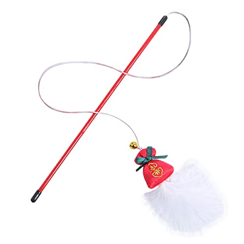 Wharick Juguete de palo de gato,Juguetes de varita para gatos de interior,Juguete interactivo Mini muñeca de la suerte Juguete para mascotas con pluma para gatito jugando ejercicio A