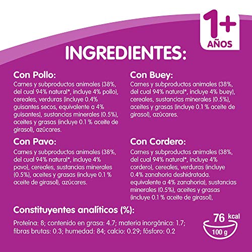 Whiskas Comida Húmeda para Gatos Selección Carnes en Gelatina, Multipack (Pack de 13 x 4 bolsitas x 100g)