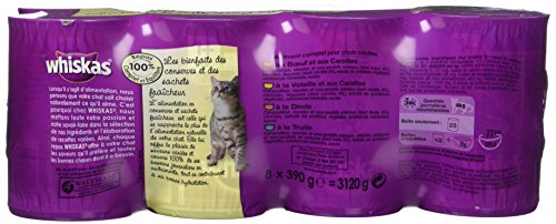 whiskas - La Mapa del mar y el Campo – Cajas con 4 sabores en gelatina para Gato Adulto, 24 Cajas de 390 g