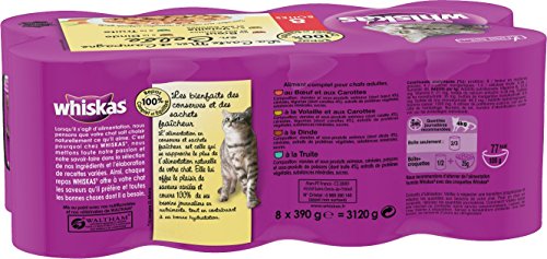 whiskas - La Mapa del mar y el Campo – Cajas con 4 sabores en gelatina para Gato Adulto, 24 Cajas de 390 g