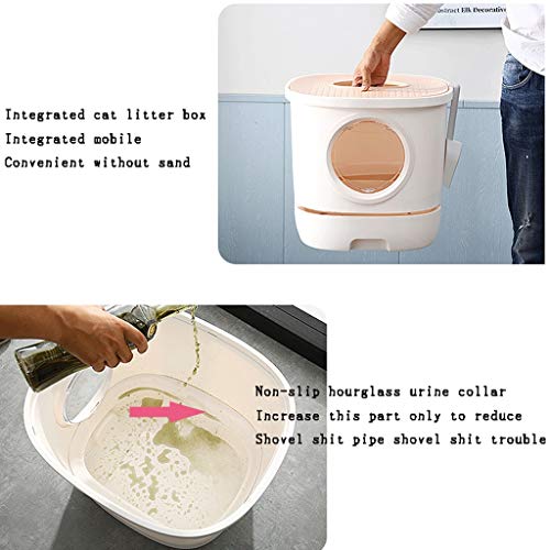 WHL Caja de Arena de Gato Tipo cajón, Inodoro Cerrado de Gato, Desodorante y Salpicaduras, a Prueba de Salpicaduras, Cucharada de Basura for Gatos Gratis, Inodoro for Mascotas 3 Colores Disponibles