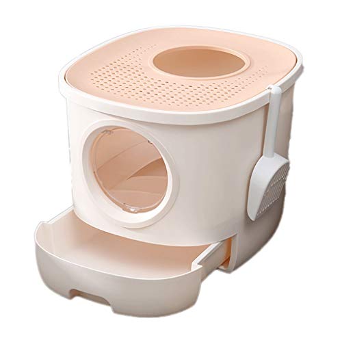 WHL Caja de Arena de Gato Tipo cajón, Inodoro Cerrado de Gato, Desodorante y Salpicaduras, a Prueba de Salpicaduras, Cucharada de Basura for Gatos Gratis, Inodoro for Mascotas 3 Colores Disponibles