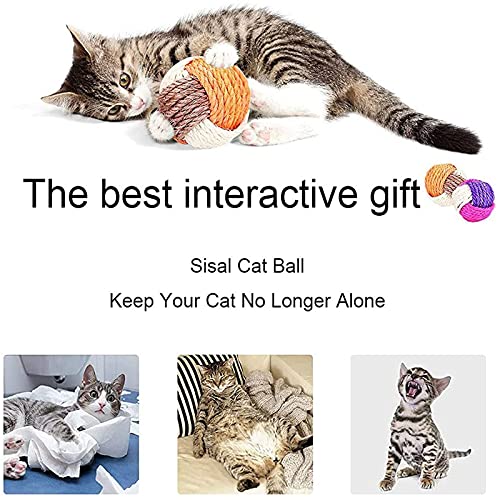 Widream 6 Pcs Pelota de Sisal para Gato, Juguete de Bola de Sisal para Mascotas, Juguete Interactivo Gato Bola de Gato, para Ejercicio Animal Doméstico Gatos y Perros (Color Aleatorio)