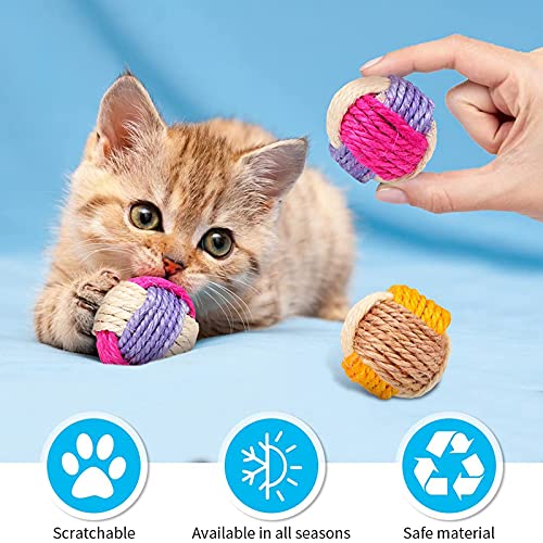 Widream 6 Pcs Pelota de Sisal para Gato, Juguete de Bola de Sisal para Mascotas, Juguete Interactivo Gato Bola de Gato, para Ejercicio Animal Doméstico Gatos y Perros (Color Aleatorio)