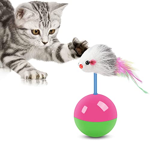 Widream Juguete para Gatos Raton, Juguete para Gatos con Cola de Plumas, Juguetes Interactivos para Gatos, Juguete de Inteligencia para Gatos, para Gatos, Perros y Mascotas
