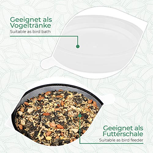 WILDLIFE FRIEND I Comedero para pájaros y bebedero colgante – con soporte para balcón diámetro de 18 cm I bebedero para pájaros 2 en 1 balcón, casa para pájaros jardín de metal para verano