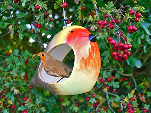 Wildlife World - Comedero para petirrojos (cerámica), Color Rojo y Amarillo