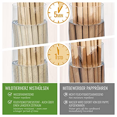 wildtier Herz | Casquillos Nidos con Diámetro de 8mm I para Casa de Insectos, Hotel Abejas I Tubos de Cartón para Hotel de Insectos - Casa para Abejas de Madera