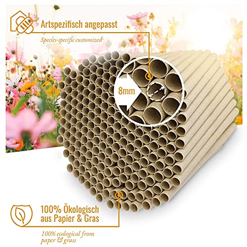 wildtier Herz | Casquillos Nidos con Diámetro de 8mm I para Casa de Insectos, Hotel Abejas I Tubos de Cartón para Hotel de Insectos - Casa para Abejas de Madera