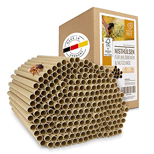 wildtier Herz | Casquillos Nidos con Diámetro de 8mm I para Casa de Insectos, Hotel Abejas I Tubos de Cartón para Hotel de Insectos - Casa para Abejas de Madera