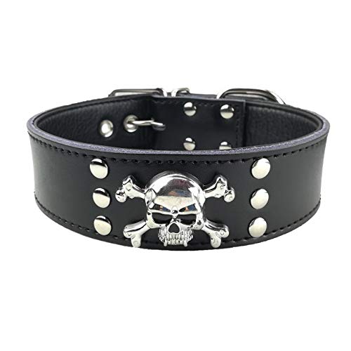 Willlly Collar De Perro De Moda Collares De Chic Perro De Cuero De Calavera De Tamaño Mediano para Perros De Tamaño Decoración De Calavera Productos De Accesorios para Mascotas De Moda Linda