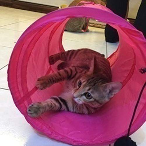 wirlsweal Divertida Mascota Gato Gatito 2 Agujeros túnel Plegable Bola Tubo Juego de Entrenamiento Negro