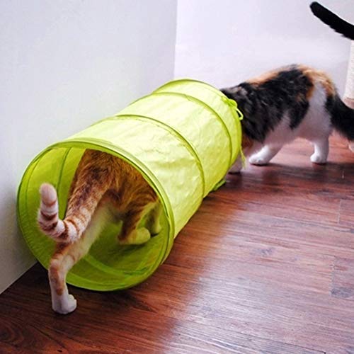 wirlsweal Divertida Mascota Gato Gatito 2 Agujeros túnel Plegable Bola Tubo Juego de Entrenamiento Negro