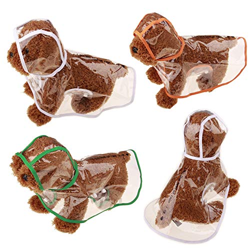wirlsweal Pet Perro Cachorro Impermeable Chaqueta Impermeable Ropa de Lluvia Transparente Botones Capucha Naranja SG