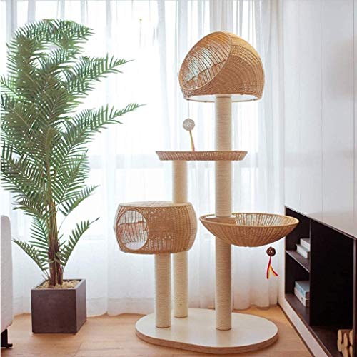 WJMLS Juguete del Gato Tejida Mimbre, árbol del Gato del Gato de casa del Gato de casa Cubierta Tablero del rasguño de una Sola Pieza Columpio Saltar Plataforma Gato (Size : 58 * 78 * 160cm)