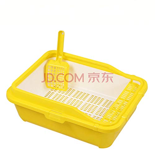 WLLRTRT Inodoro para Gatos- Caja De Arena Antisalpicaduras Caja De Arena De Bentonita Media Junta Antisalpicaduras, (L) con Rejilla Doble Amarilla