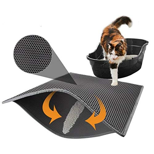 WMPRTT Alfombrilla para Arena para Gatos, Alfombrilla para Arena Resistente al Agua Duradera, Alfombrilla para Mascotas para Perros pequeños de Gatito (30X30cm,Black)