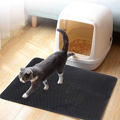 WMPRTT Alfombrilla para Arena para Gatos, Alfombrilla para Arena Resistente al Agua Duradera, Alfombrilla para Mascotas para Perros pequeños de Gatito (30X30cm,Black)