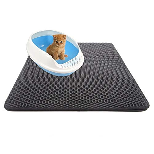 WMPRTT Alfombrilla para Arena para Gatos, Alfombrilla para Arena Resistente al Agua Duradera, Alfombrilla para Mascotas para Perros pequeños de Gatito (30X30cm,Black)