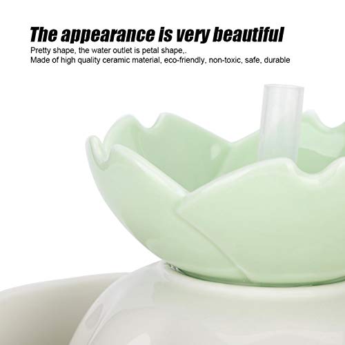 WNSC Fuente de Agua para Gatos Porcelana, Fuente de Agua para Mascotas, Fuente de alimentación USB Mascotas ecológicas Animales pequeños(Apple Green)