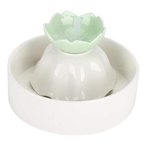 WNSC Fuente de Agua para Gatos Porcelana, Fuente de Agua para Mascotas, Fuente de alimentación USB Mascotas ecológicas Animales pequeños(Apple Green)