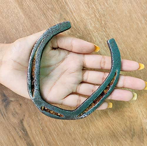 Wonder Care Herradura de caballo de trabajo usado (desgastado) – Limpiada y galvanizada – El tipo de la suerte – Plata (hierro rústico) – Paquete de 4